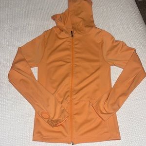 women’s orange zip up
